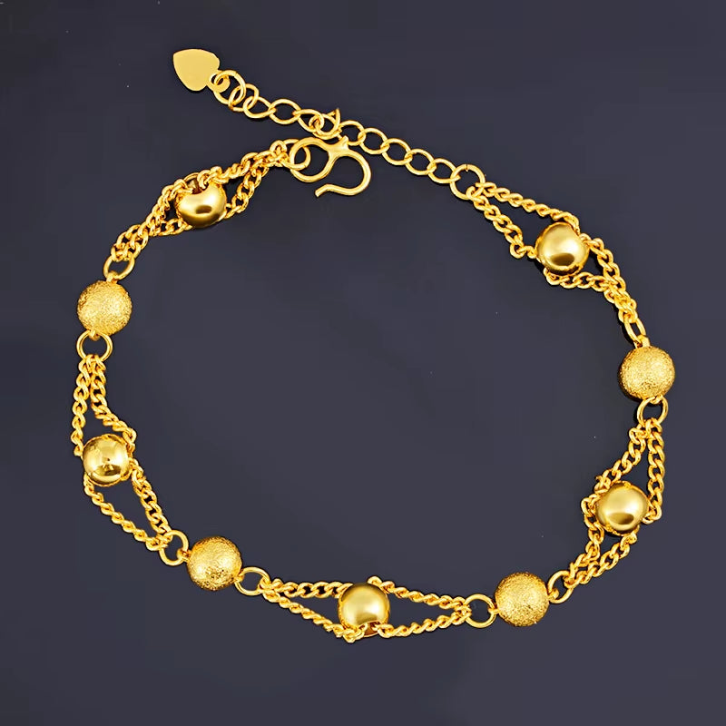 Pulsera Doble Cadena Dorada AURFU • Armonía Dorada chapada en oro 18K