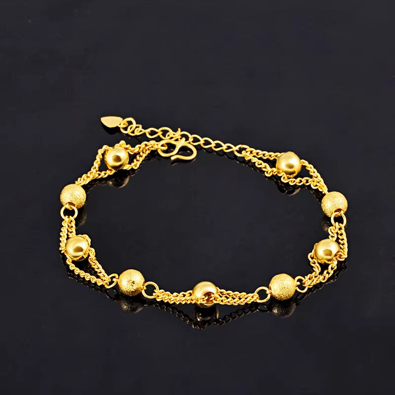 Pulsera Doble Cadena Dorada AURFU • Armonía Dorada chapada en oro 18K