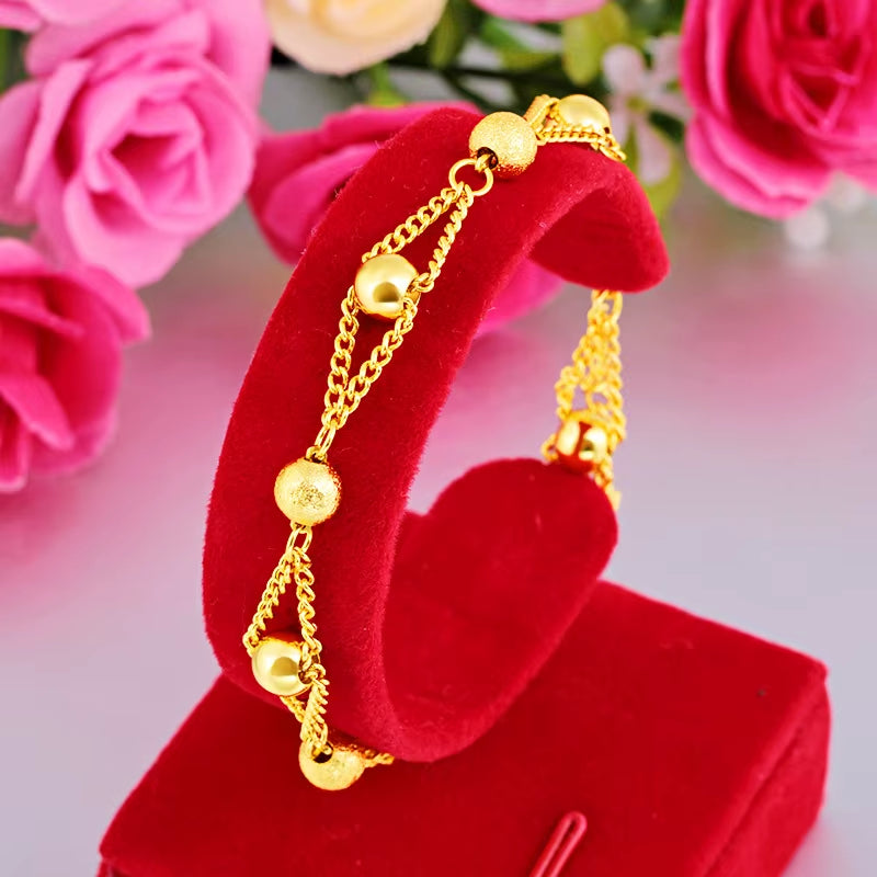 Pulsera Doble Cadena Dorada AURFU • Armonía Dorada chapada en oro 18K