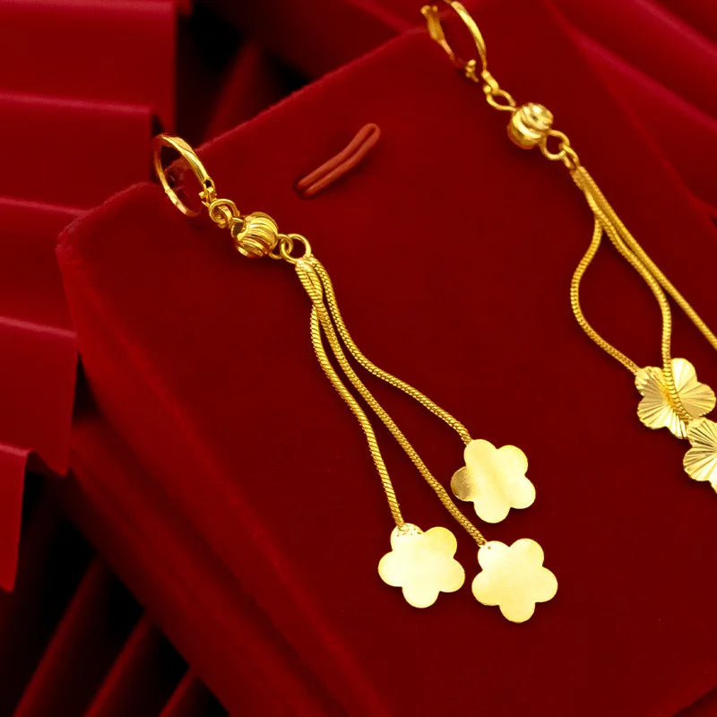 Pendientes Colgantes Flor AURFU • Flores Doradas chapados en oro 18K