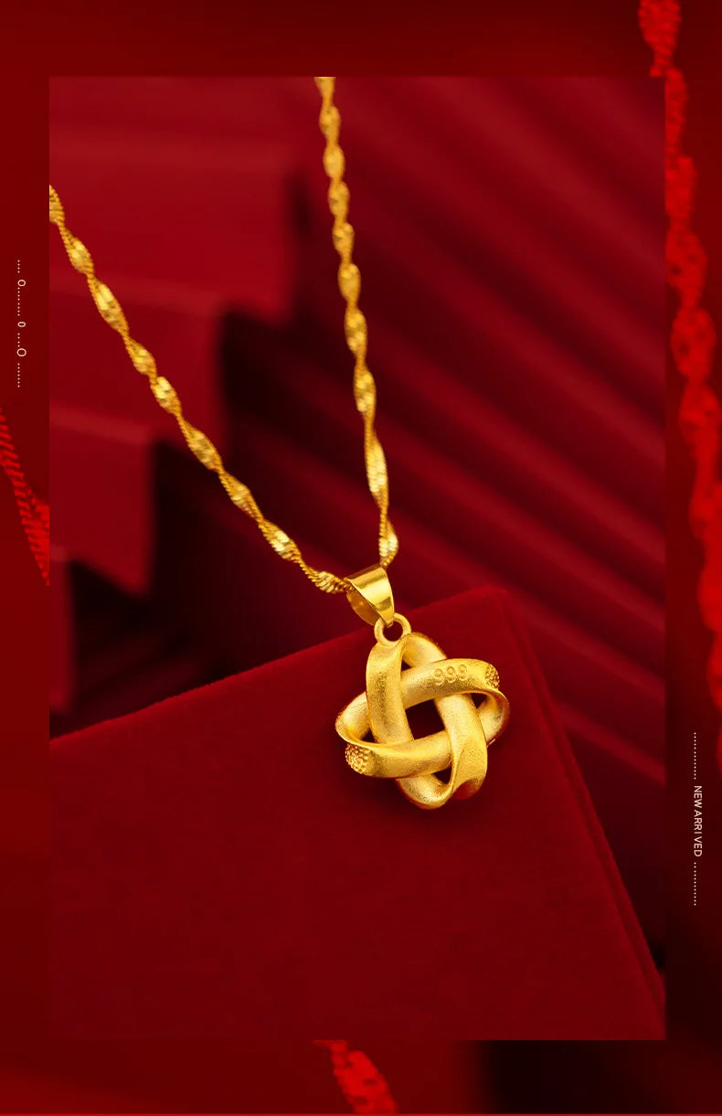 Collar Nudo Dorado de la Fortuna chapado en oro 18K • AURFU