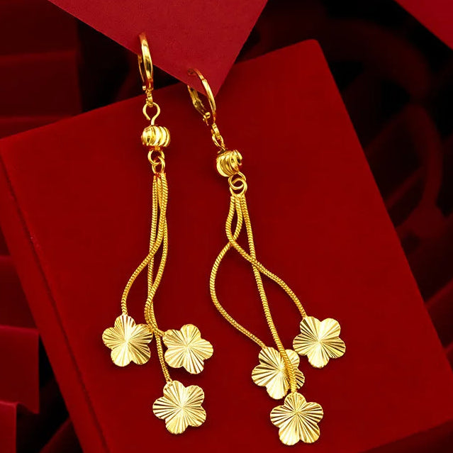 Pendientes Colgantes Flor AURFU • Flores Doradas chapados en oro 18K