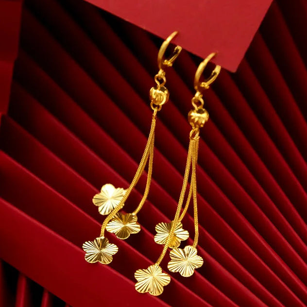 Pendientes Colgantes Flor AURFU • Flores Doradas chapados en oro 18K