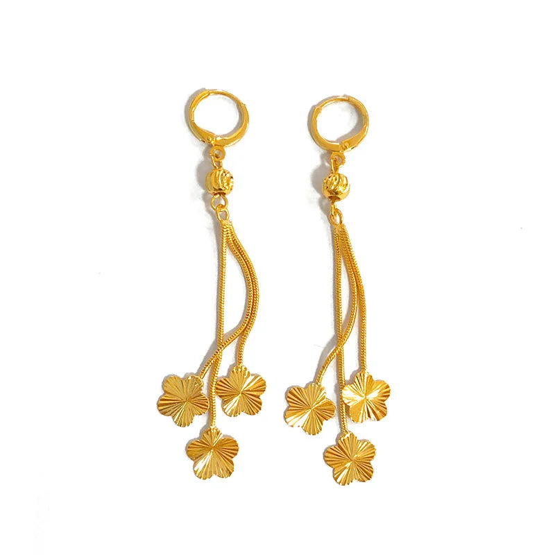 Pendientes Colgantes Flor AURFU • Flores Doradas chapados en oro 18K