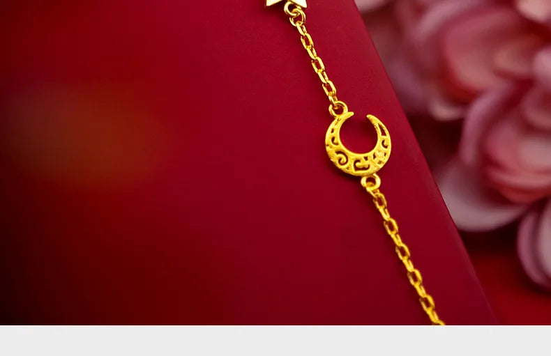 Pulsera Luna y Estrella AURFU • Cielos Dorados chapada en oro 18K