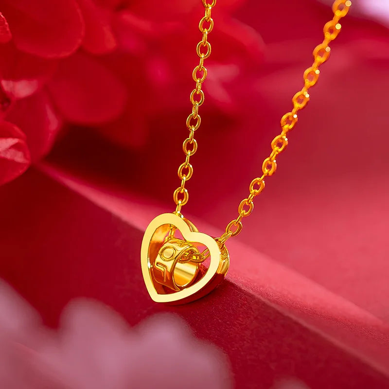 Collar Corazón Dorado AURFU • Amor Eterno chapado en oro 18K