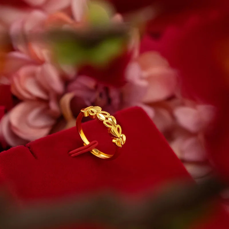 Anillo Corazones Dorados AURFU • Unión Eterna chapado en oro 18K