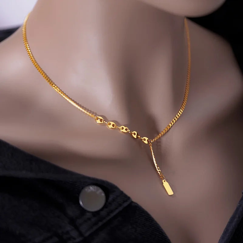 Collar unisex de acero inoxidable con baño de oro • AURFU