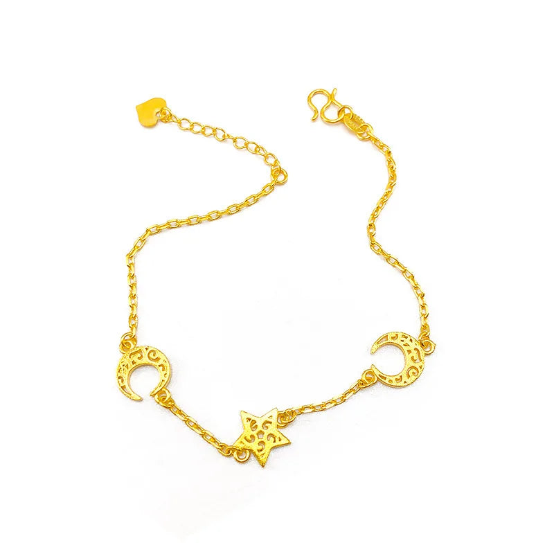 Pulsera Luna y Estrella AURFU • Cielos Dorados chapada en oro 18K