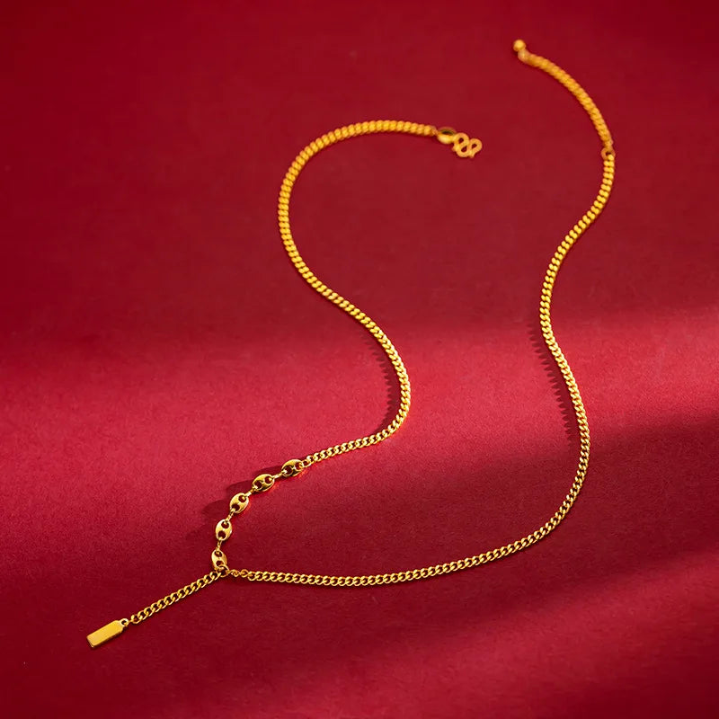 Collar unisex de acero inoxidable con baño de oro • AURFU