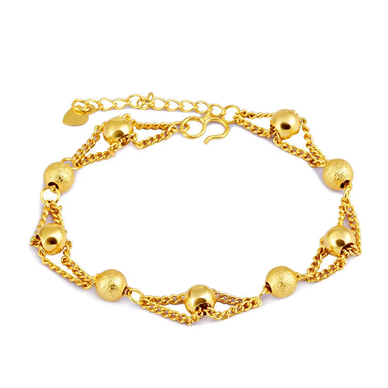 Pulsera Doble Cadena Dorada AURFU • Armonía Dorada chapada en oro 18K