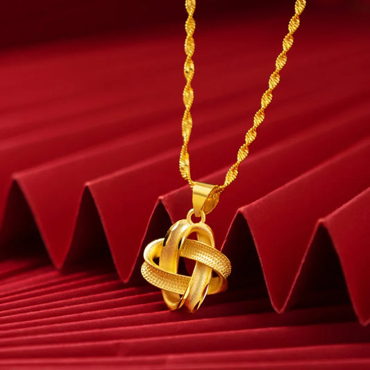 Collar Nudo Dorado de la Fortuna chapado en oro 18K • AURFU
