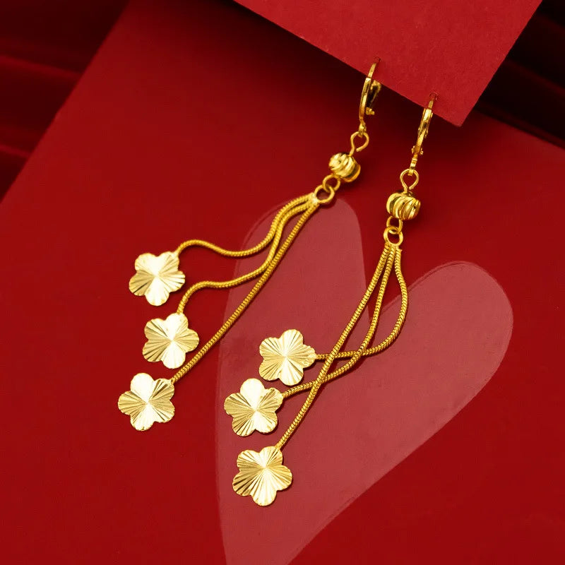 Pendientes Colgantes Flor AURFU • Flores Doradas chapados en oro 18K