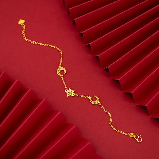 Pulsera Luna y Estrella AURFU • Cielos Dorados chapada en oro 18K