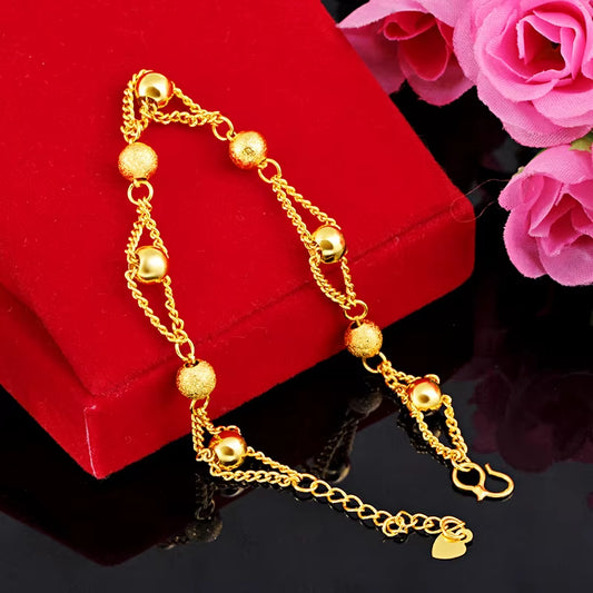 Pulsera Doble Cadena Dorada AURFU • Armonía Dorada chapada en oro 18K
